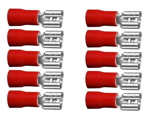 10 Conectores Vermelho Fêmea  Fdd-2-250 Para Cabo 1.5-2,5mm