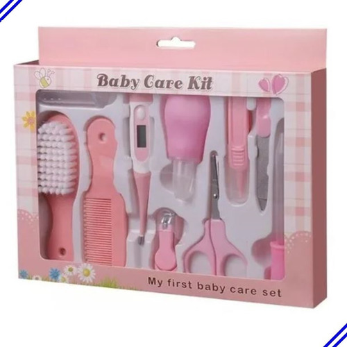 Kit de higiene, 10 unidades, cepillo para bebés, termómetro, tijeras, kit rosa para el cuidado del bebé, kit de higiene para bebés, rosa, x 10