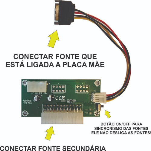 Imagem 3 de 3 de Adaptador Para Duas Fonte Atx Mineração Tx-n02-a Sata