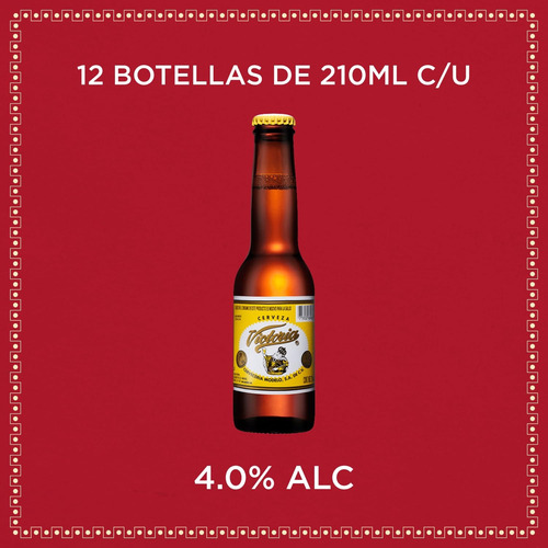 Cerveza Obscura Victoria Cuartito, 12 Botellas De 210ml C/u