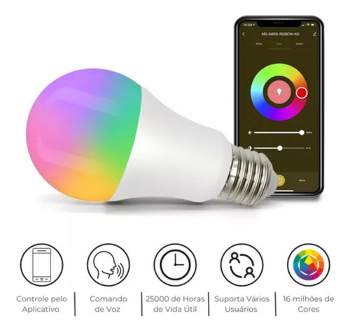 Lâmpada Led Smart Multicores A60 10w Led Planet