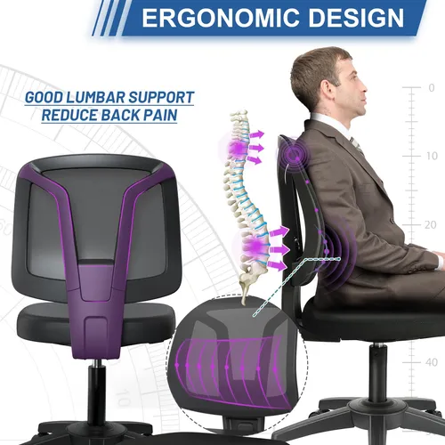 Pequeña Silla Giratoria Ergonómica Sin Brazos Para Oficin.