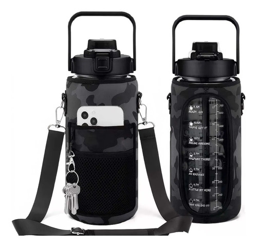 Botella Deportiva De Agua De 2 Litros Con Pajita Y Correa Pa