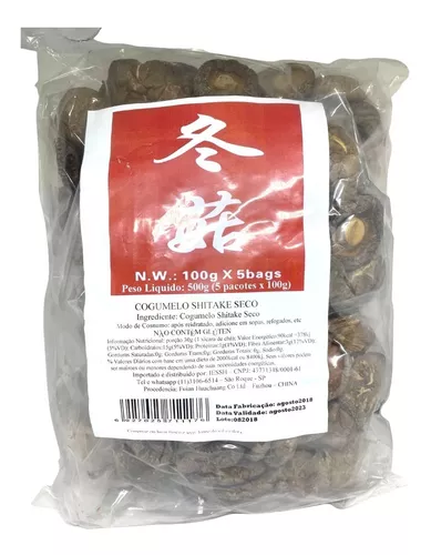 Cogumelo Shitake Chines Inteiro Desidratado Fuzhou 500g