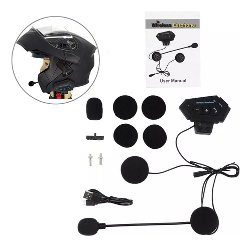 Intercomunicador Para Moto Auriculares Casco Bluetooth Full