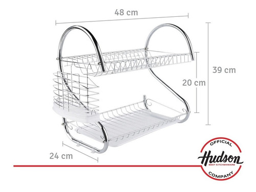 Imagen 2 de 9 de Secaplatos Escurridor Acero Hudson 2 Pisos Con Bandeja