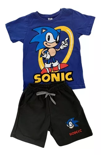 Conjunto Infantil Masculino Sonic Verão Juvenil Linha Top