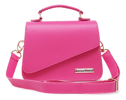 Bolsa Pequena Feminina De Mao E Transversal Mini Bag Cor Rosa-chiclete