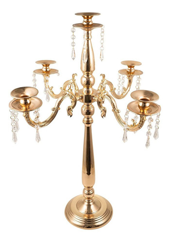 Candelabro Dorado De 5 Brazos Para Mesa De Comedor De 71 Cm