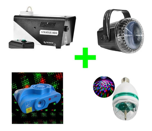 Combo De Luces Dj Laser Multipunto+lampara Led+flash+humo