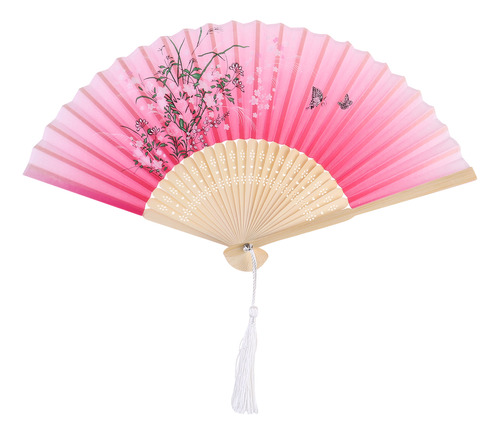 Abanico Plegable De Estilo Japonés Con Fondo Rosado Para Man