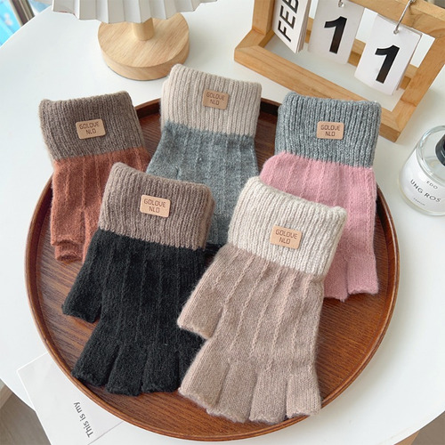 Luvas Unissex Grossas De Inverno Sem Dedos, Luvas Quentes Tr