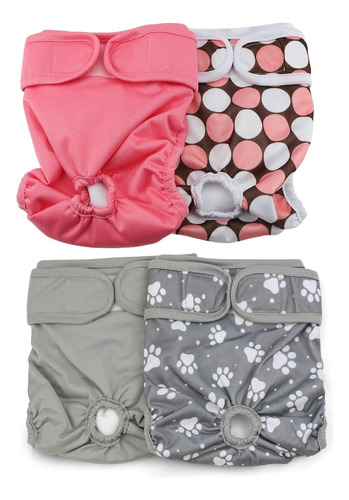 Set De 4 Pañales De Perro Femenina Lavables,reutilizable