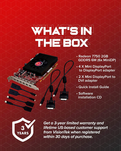 Visiontek Radeon Gb Gddr5 6 4k Monitor Graphics Tarjeta, 6 M
