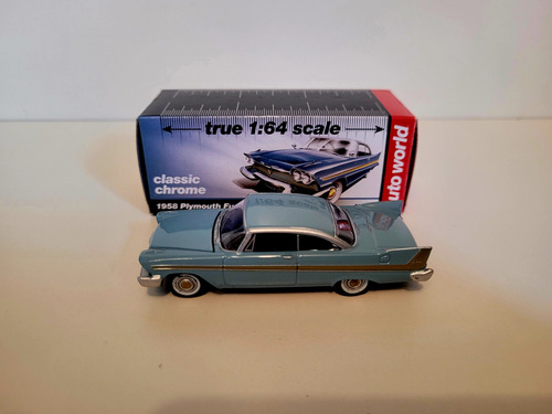 Plymouth Fury 1958 1:64 Auto World Azul-aço (Usado)