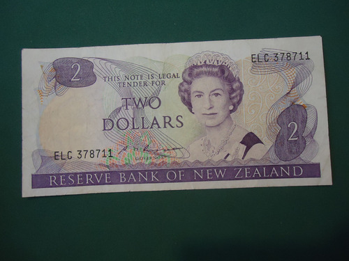 Billete De Nueva Zelanda 2 Dolares 1977