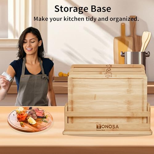 Set De Tablas De Cortar De BambĂș Con Soporte, Set De Tablas