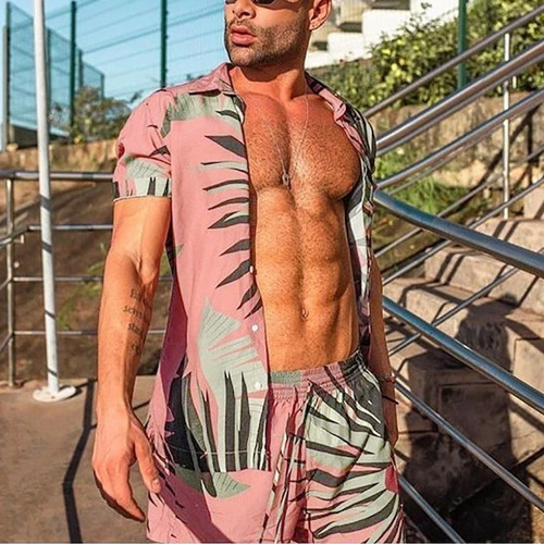 Conjunto De Hombre Con Estampado Premium De Ropa De Playa A