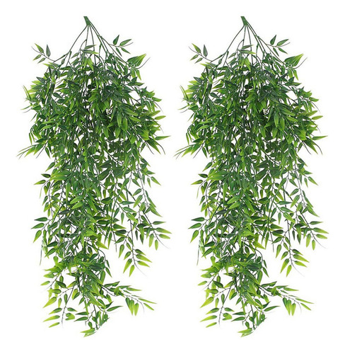 Hu Plantas Artificiales Colgantes De Bambú, Hojas De Bambú