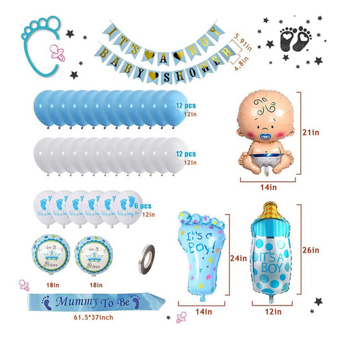 Baby Shower Decorations Boy, Set De Globos Azules Para Baby