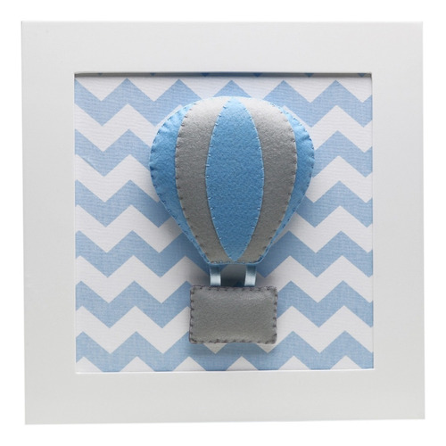 Quadrinho Quadro Balão Elefante Azul Chevron Bebê Infantil