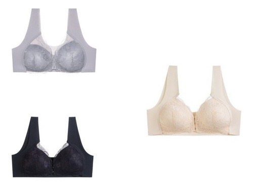 3 Piezas De Ropa Interior Con Sujetador Corto Para Mujer, Ta