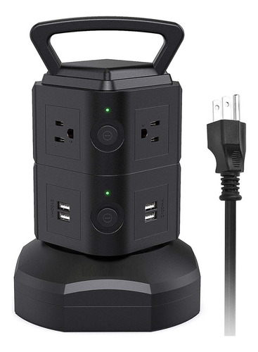 Enchufe Vertical Tipo Torre Power Strip, 6 Enchufes Y 3 Puer