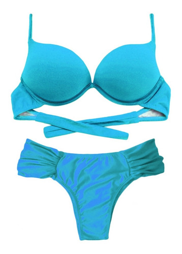 Conjunto Biquíni Bojo Turbo Push Up 3d Aumentax - Cor Lisa