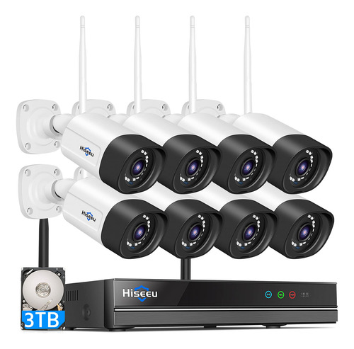 Cámara De Seguridad Inalámbrica Wifi De 5 Mp Con Visión Noct Cámaras De 16ch 8x 5mp 3t Hdd Audio De 2 Vías