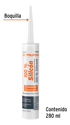 Sellador Transparente 100% Silicón De 280 Ml, Truper