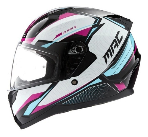 Imagen 3 de 6 de Casco Moto Integral Mac Bass Zeppelin Visor Simple Rosa