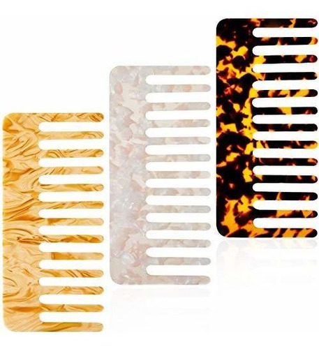 Peines - Peines - 3 Pieces Tortoise Wide Tooth Comb Hair Det