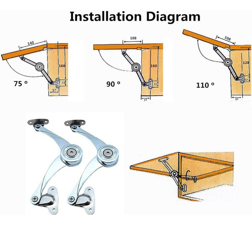 Bisagras Para Tapa De Caja De Madera, Puntal De Soporte,