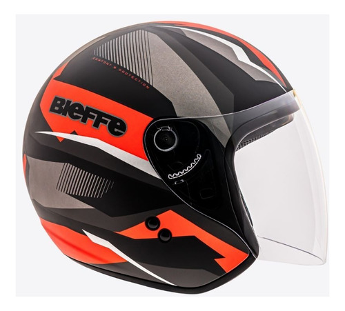 Capacete Bieffe Allegro Vtr Aberto Cor Preto Fosco com Vermelho Tamanho do capacete 60