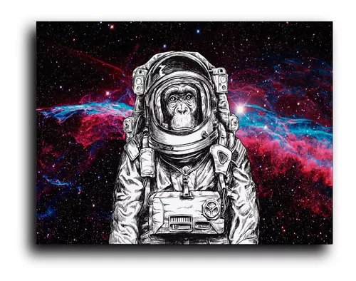 Cuadro Decorativo Canvas Mono Astronauta Surrealista 50*60