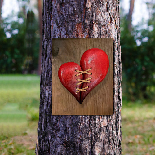 Tee Escultura De Pared De Madera Cosida En Forma De Corazón