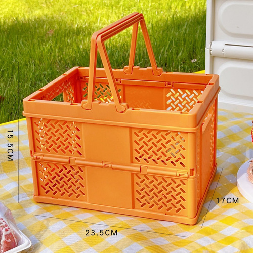 Cesta De Picnic Plegable, Caja De Almacenamiento, Naranja