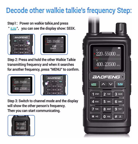 2 Radio Walkie Talkie Baofeng Uv17 Uhf/vhf 1000 Canale Negro Bandas de frecuencia 20.5KHz | 12.5KHz