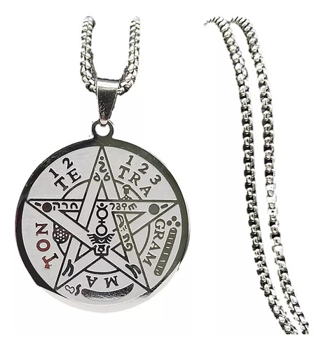 Taikula Collar Medalla Tetragramaton Pentagrama Dije Pentáculo Salomon Colgante Cinco Puntas Protección Amuleto Energía Luz Y Sabiduria En Acero Inoxidable(plateado)