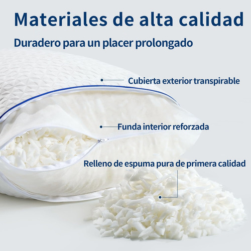 Almohada Memory Foam Estándar Gel Ajustable Suave Cómoda