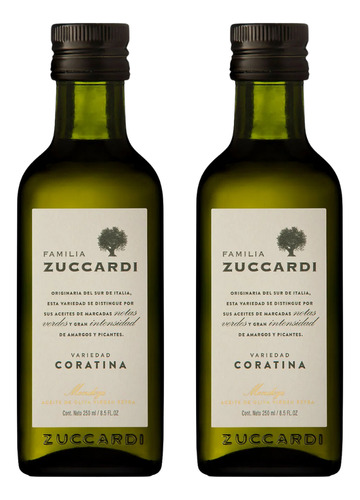 Azeite Zuccardi Coratina Extra Virgem 250 Ml - Kit Com 02 Un