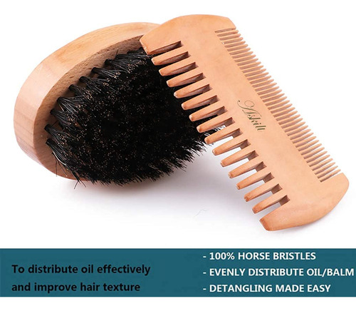 Peine Para Barba Y Cepillo Para Barba Con Cerdas Naturales D