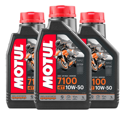 Kit Motul 7100 10w50 4t 3 Três Litros 100% Sintético