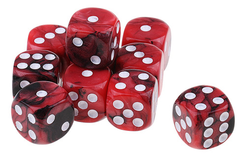 Dados Punteados De Doble Color Negro Rojo Negro Rojo 16mm