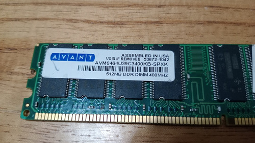Memoria Ram Avant 512mb Ddr 400mhz. (Usado)
