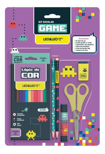 Kit Material Escolar Games Completo Infantil Lápis Colorir
