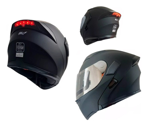 Casco Moto Luz Led Stop Abatible Con Gafas Certificado Dot