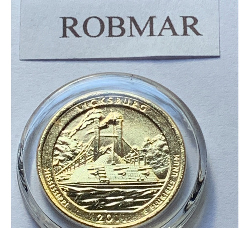 Robmar-usa-quarter Bañado Oro 24k Año 2011-n°9-vicksburg