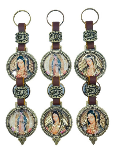 Llavero Camafeo Estampa Virgen De Guadalupe 6 Pzas.