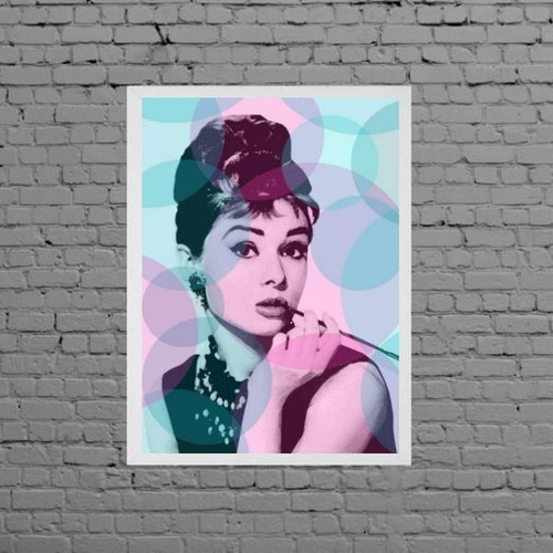 Quadro Artístico Audrey Hepburn Colorido 33x24cm Branca